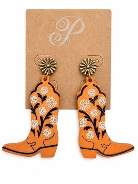 Floral Cowboy Boot Earrings | Western Dangle Statement Earrings | Plunder NEW